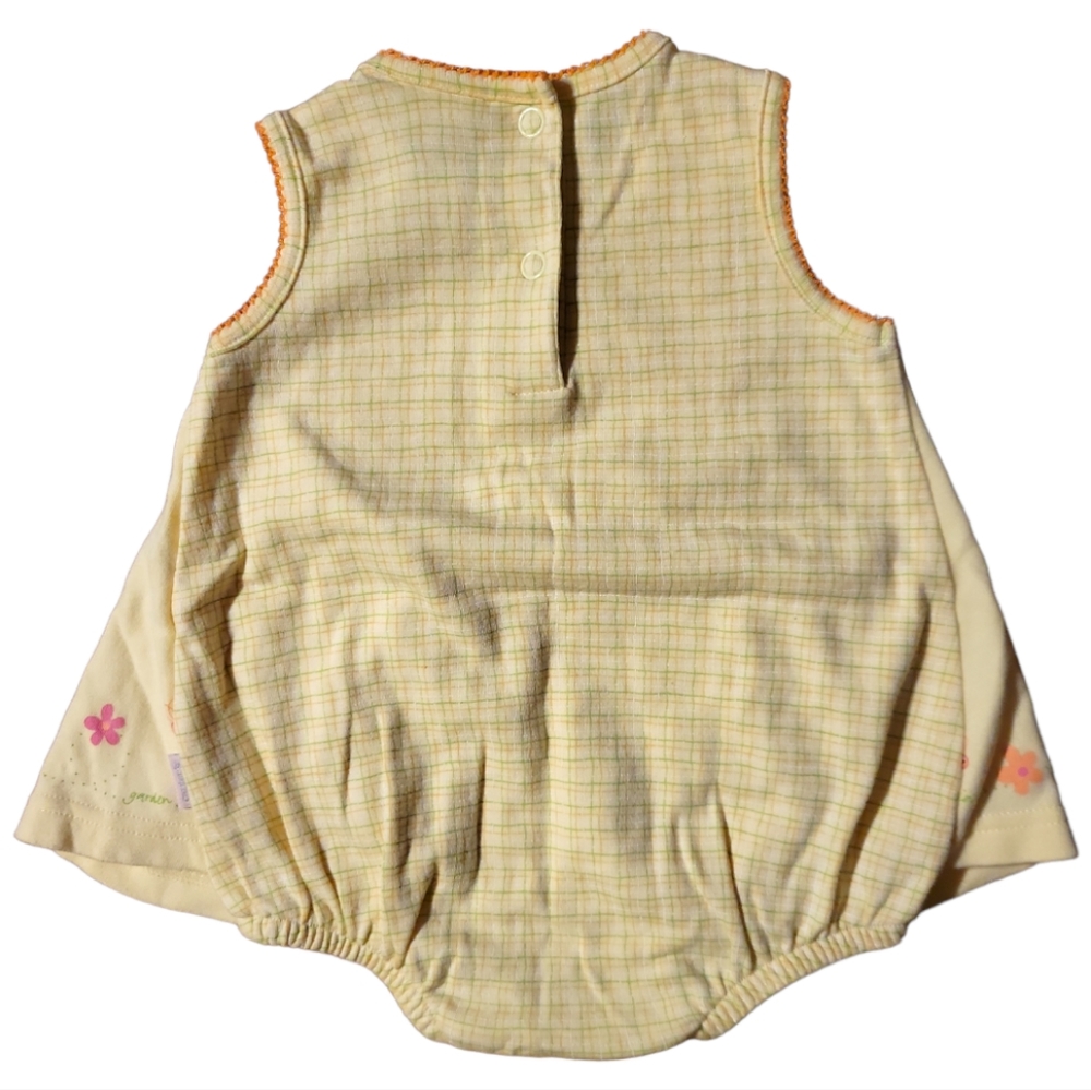Infant Baby Carter's Soft Spring Dress Yellows Flowers Bees Plaid Snaps - Picture 3 of 5